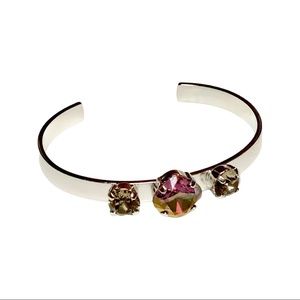 Lilac Shadow And Smoky Quartz Swarovski Three Setting Cuff Bracelet